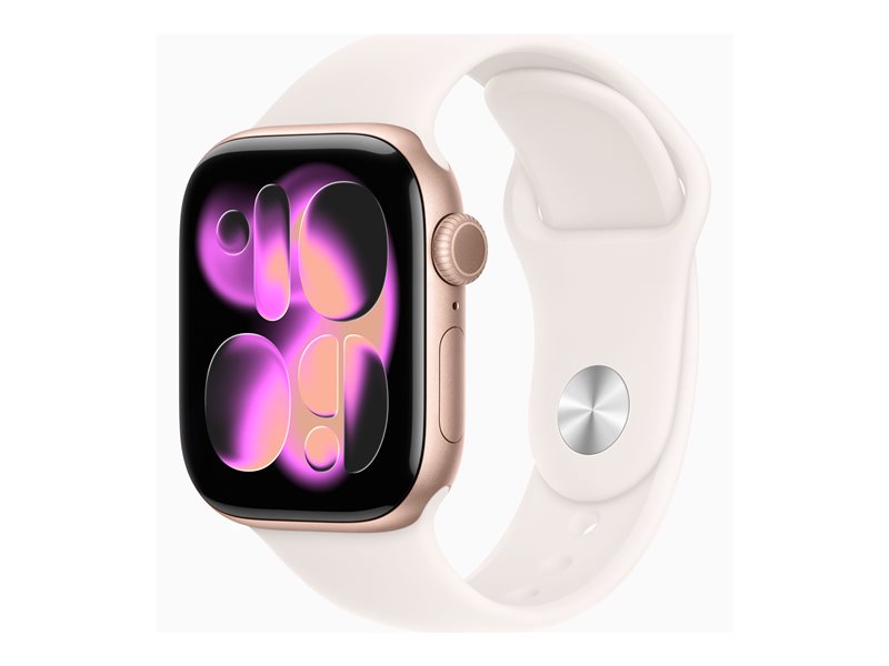 Apple Watch Series 11 (GPS) - rose gold aluminum - smart watch with sport band - light blush - 64 GB